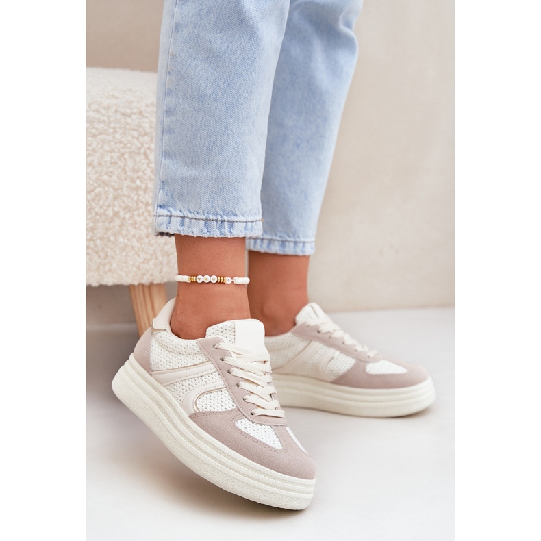 Platformsneakers dam, beige 2