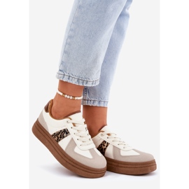 Kvinnors sneakers på plattformens leopard beige 1