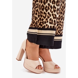 Kvinnors sandaler på posten och plattformen Eco Leather Beige 1