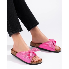 Bekväma flipflops med rosett rosa 1