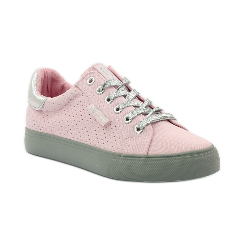 Big star 274054 bundna sneakers grå rosa 1