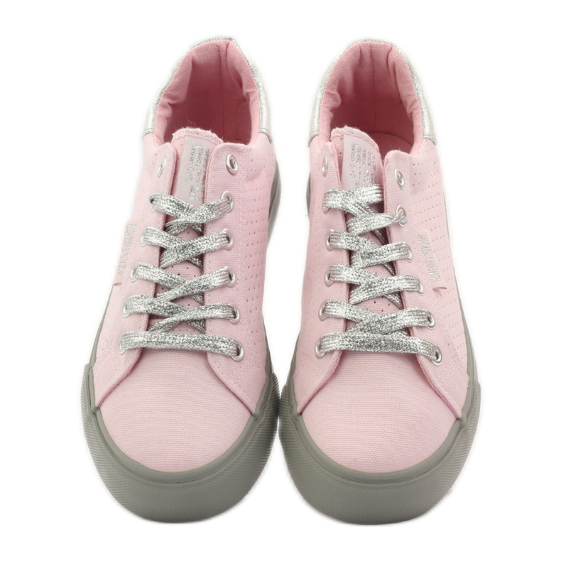 Big star 274054 bundna sneakers grå rosa 4