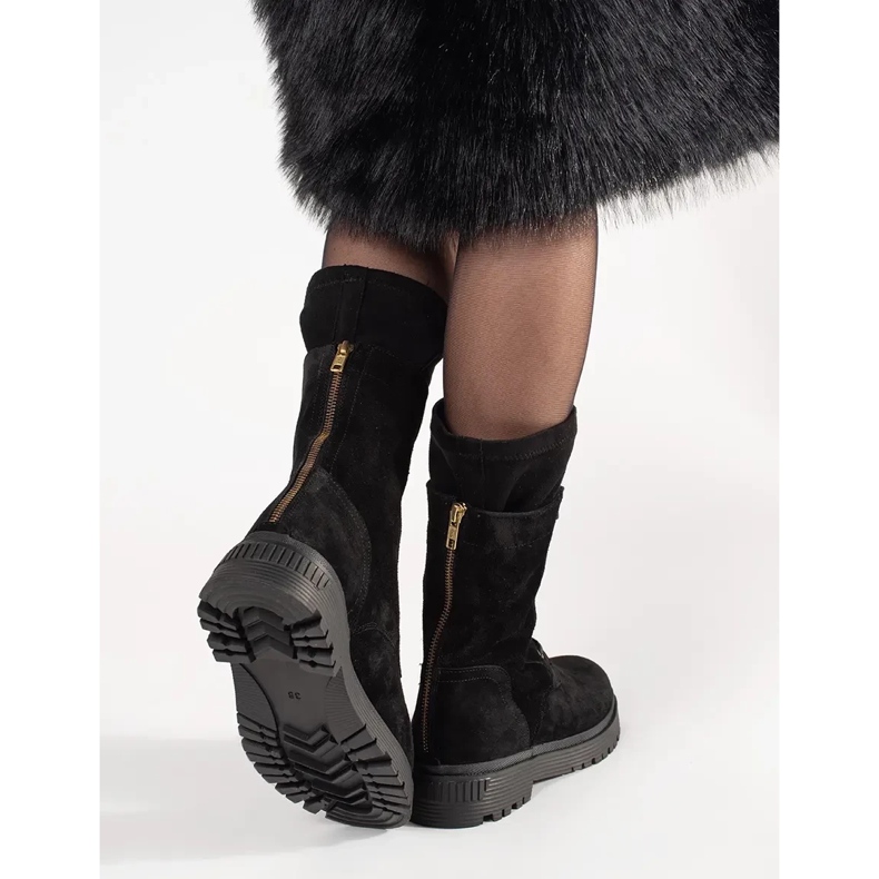 ARTIKER Höga läderarbetare svart 1