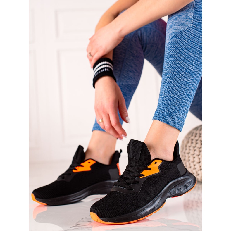 TRENDI Knutna sportskor svart gul 1