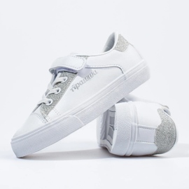 Vita barnsneakers med silverglitter 2