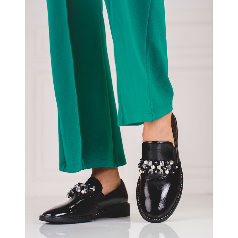 Damlackherrar med dekor, svart 2