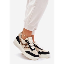 Kvinnors sportskor på plattformens leopardtryck svart 1