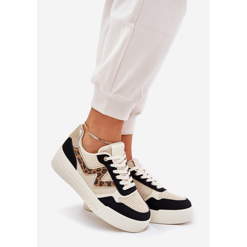 Kvinnors sportskor på plattformens leopardtryck svart 1