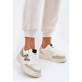 Kvinnors sportskor på plattformens leopard beige 2