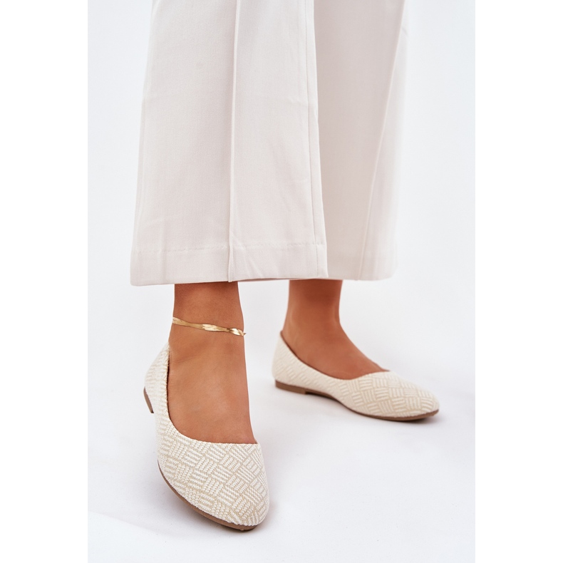 Platta kvinnors ballerinor med gyllene glitter 2