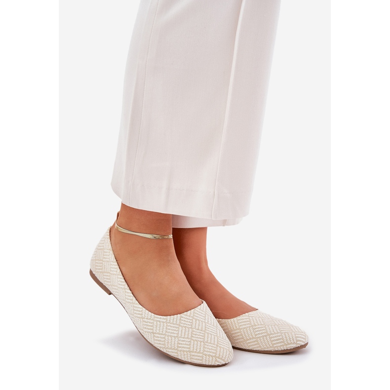 Platta kvinnors ballerinor med gyllene glitter 1