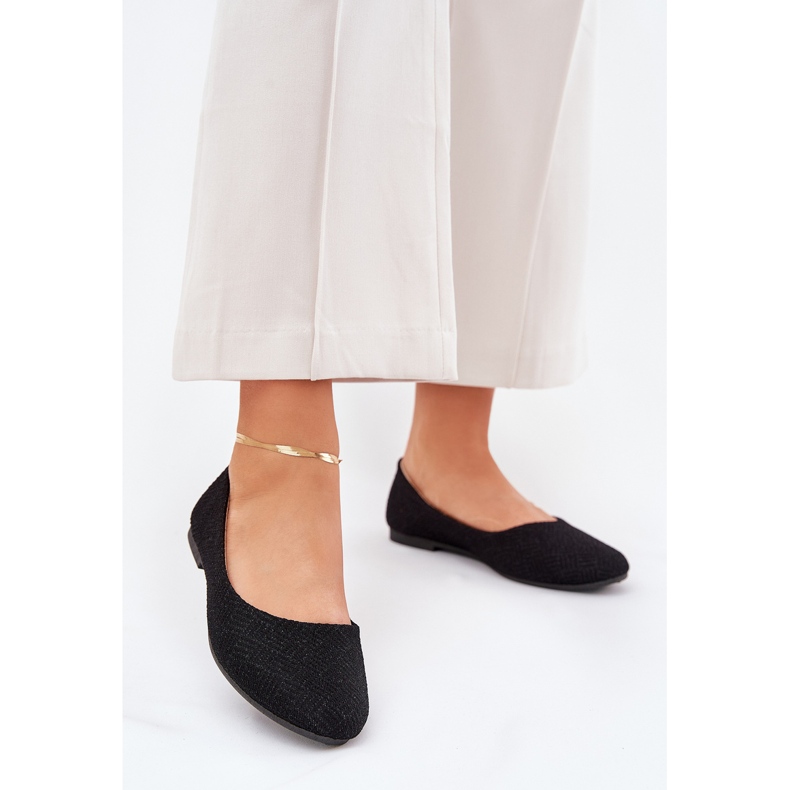 Platta kvinnors ballerinor med svart glitter 2