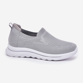 Kvinnors grå glidande material sneakers 4