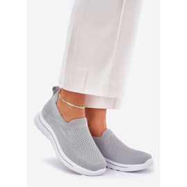 Kvinnors grå glidande material sneakers 1
