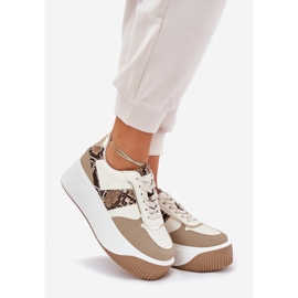 Kvinnors sneakers på en massiv plattform, djurmönster beige 1