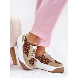 Kvinnors sneakers på en massiv plattform beige leopardtryck 5