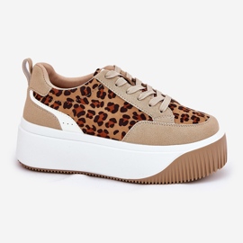 Kvinnors sneakers på en massiv plattform beige leopardtryck 4