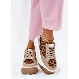 Kvinnors sneakers på en massiv plattform beige leopardtryck 3
