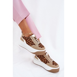Kvinnors sneakers på en massiv plattform beige leopardtryck 9