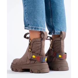 Plattformade ankelstövlar för kvinnor beige 1