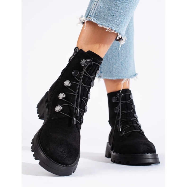 Ankelstövlar i svart mocka för kvinnor 2