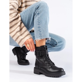 Damväskor med snörning av ekologiskt läder svart 2