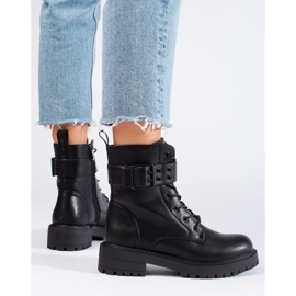 Damväskor med snörning av ekologiskt läder svart 1