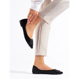 Svarta ballerinaskor i mocka för kvinnor 1