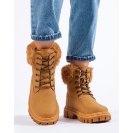 Bruna damstövlar med päls 1