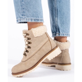 Kvinnors vandringskängor med fårskinn brun 1