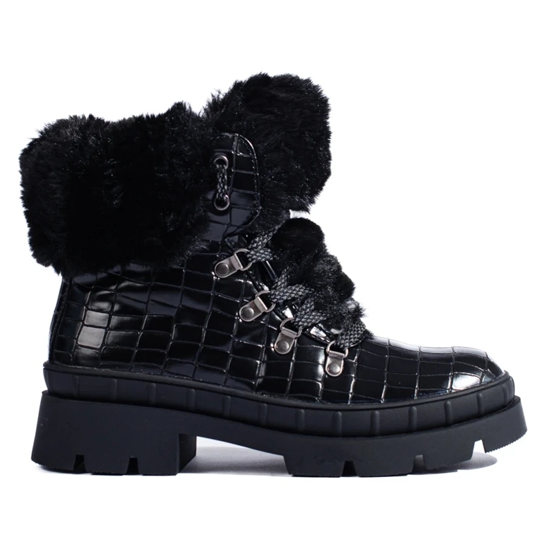 Svarta damstövlar med päls 2