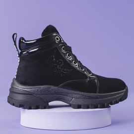 Svarta tjejstövlar med tjock sula 1