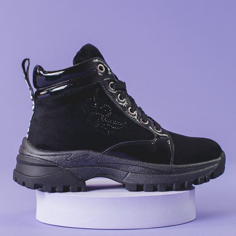 Svarta tjejstövlar med tjock sula 1