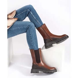 Höga Chelsea-stövlar av ekologiskt läder brun 1