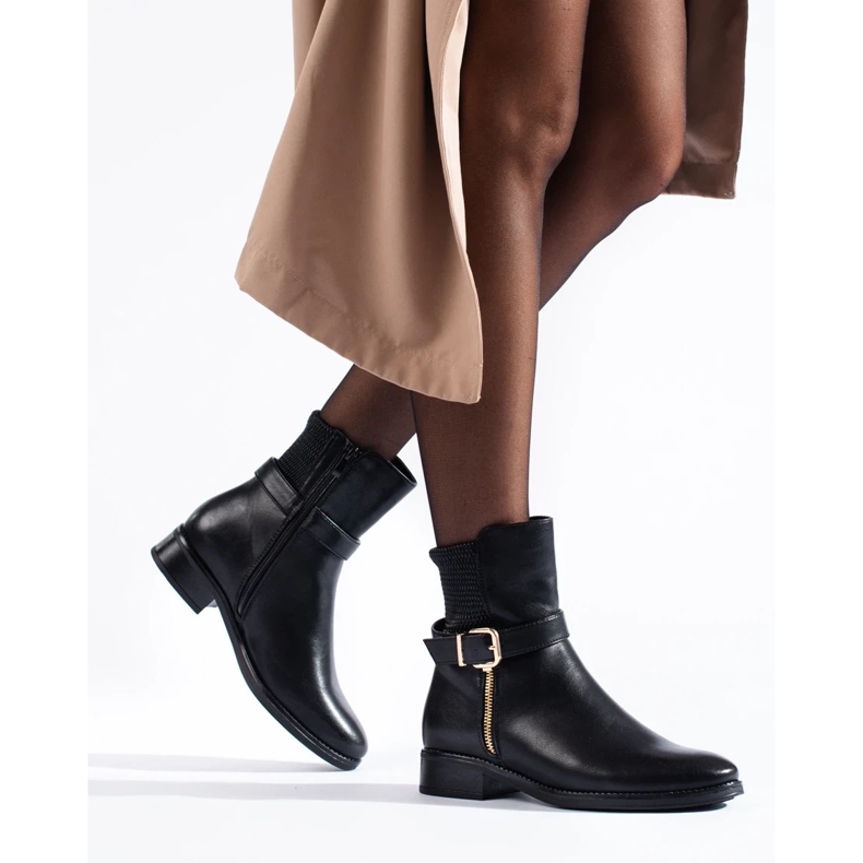 Platta ankelstövlar för kvinnor svart 1