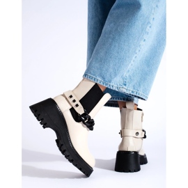 Chelsea stövlar för kvinnor med kedja beige 1