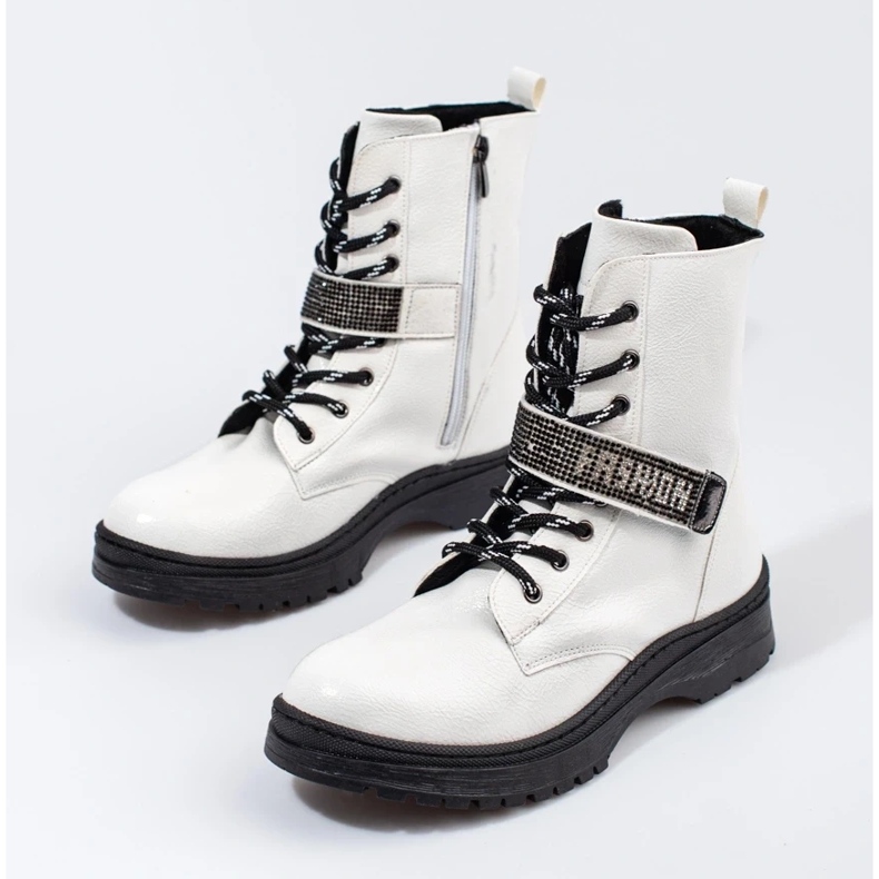 W. Potocki Potocki flickstövlar med kristaller vit 2