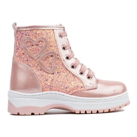 W. Potocki Flickstövlar med glitter Potocki rosa 1