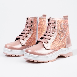 W. Potocki Flickstövlar med glitter Potocki rosa 2