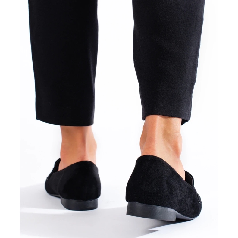 Svarta mockasiner för kvinnor med dekoration 1