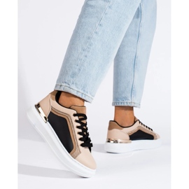 Beige sneakers för kvinnor med glitter 1