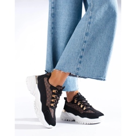 Svarta sneakers för kvinnor med mönster 2