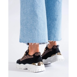 Svarta sneakers för kvinnor med mönster 1