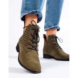 W. Potocki Genombrutna snörstövlar för kvinnor Potocki gröna 1