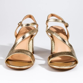 Elegant Shelovet gyllene sandaler för kvinnor på stolpen svart 2