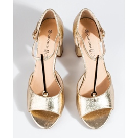 Klassiska Shelovet högklackade sandaler i guld för kvinnor gyllene 2