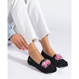 Shelovet loafers i svart mocka för kvinnor 1