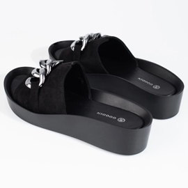 Bekväma svarta Shelovet damtofflor med kedja 2