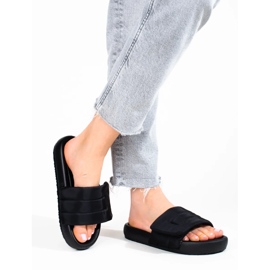 Shelovet svarta tofflor med kardborreband för kvinnor 2