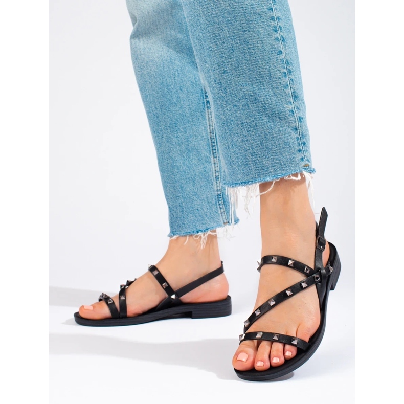 W. Potocki Svarta romerska sandaler med Potocki nitar 2